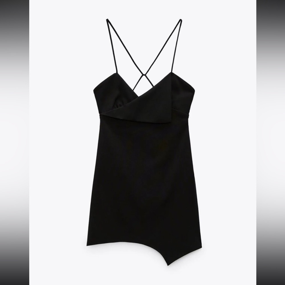 NWT ZARA - Black Surplice Dress - Picture 7 of 9